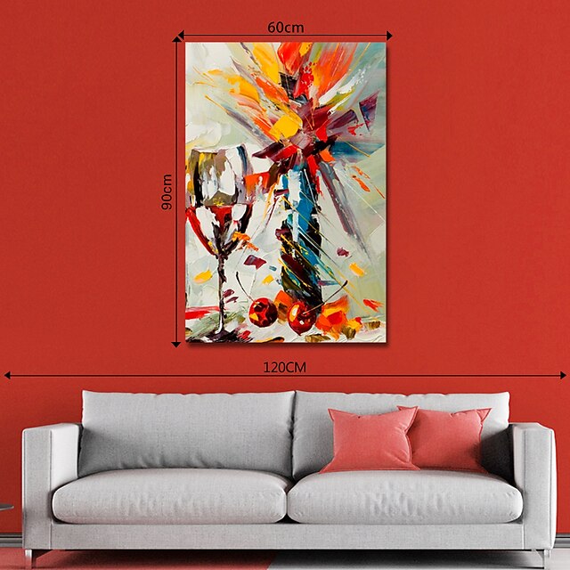 Home & Garden Wall Art | Oil Painting Handmade Hand Painted Wall Art Abstract Still Life Wine Glass Home Decoration Décor Stretc