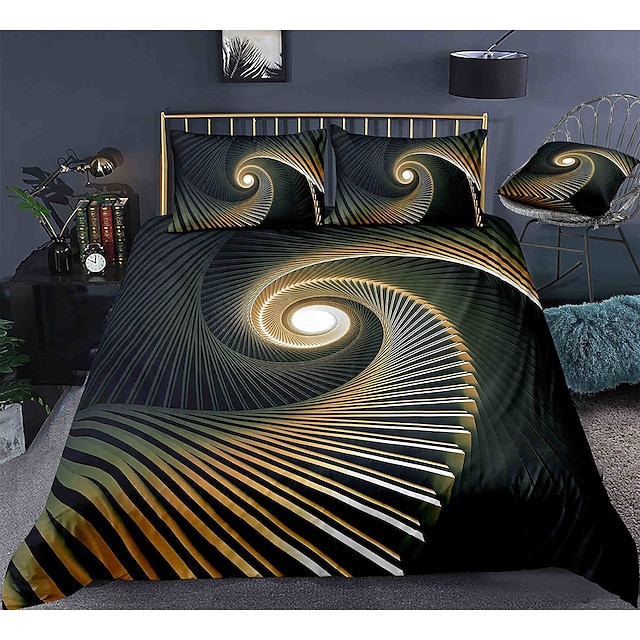  3D Vortex Duvet Cover Bedding Sets Comforter Cover with 1 Duvet Cover or Coverlet，1Sheet，2 Pillowcases for Double/Queen/King(1 Pillowcase for Twin/Single)