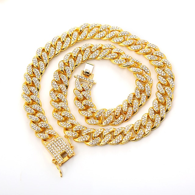 Shoes & Bags Fashion Accessories | Cuban Chain Link Necklace Iced Out Necklace Hip Hop Chain Gold Silver Rose Gold 45/50/55/60 c