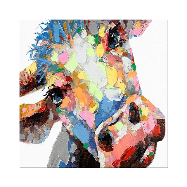 Home & Garden Wall Art | Oil Painting Hand Painted Square Animals Pop Art Modern Stretched Canvas - RR68434