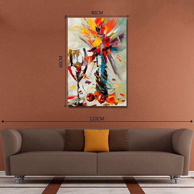 Home & Garden Wall Art | Oil Painting Handmade Hand Painted Wall Art Abstract Still Life Wine Glass Home Decoration Décor Stretc