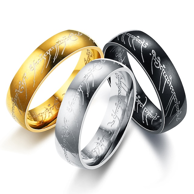  1 stuk Bandring Ring For Voor heren Dagelijks Club Titanium Staal Klassiek Stijlvol Nummer Brief heer Van de ring
