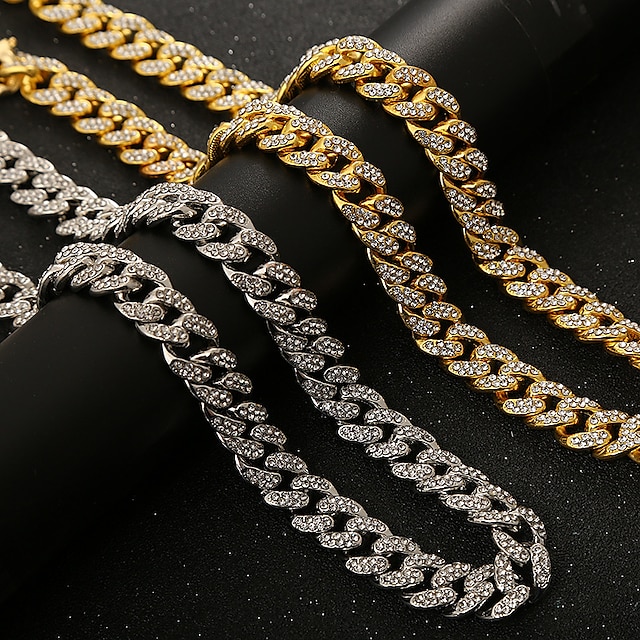 Shoes & Bags Fashion Accessories | Cuban Chain Link Necklace Iced Out Necklace Hip Hop Chain Gold Silver Rose Gold 45/50/55/60 c