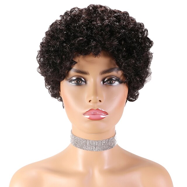 Remy Human Hair Wig Pixie Cut For Black Women Short Afro Curly ...