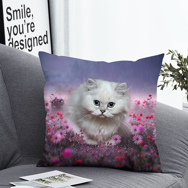  1 pcs Polyester Pillow Cover Pillow Cover & Insert, Floral Simple Classic Square Zipper Polyester Traditional Classic