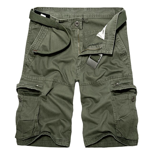 Men's Cargo Shorts Shorts Summer Shorts Multi Pocket Plain Wearable Short Outdoor Casual Daily Cotton Blend Fashion Designer Army Green Navy Blue4