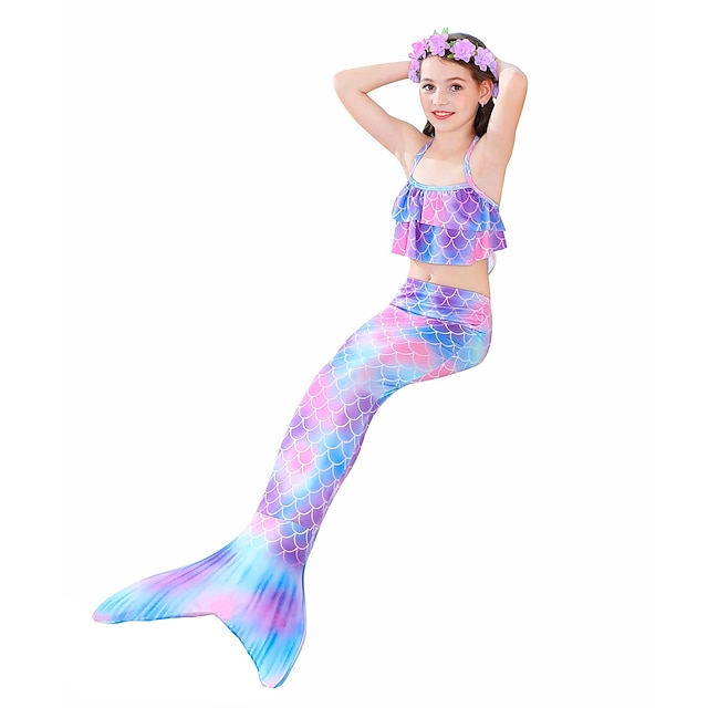 Kids Girls' Swimwear Bikini Five Piece Swimsuit Mermaid Tail The Little ...