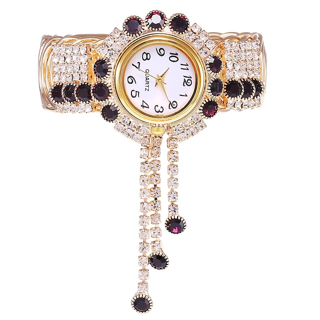  Mujer Relojes de cuarzo Lujo Costoso Diamantes Sintéticos Esfera digital Hora mundial Decoración Aleación Reloj