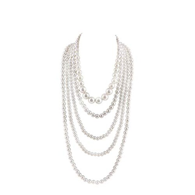  Women's Layered Necklace Long Necklace Layered Ladies Fashion Multi Layer Imitation Pearl Alloy White Necklace Jewelry For Wedding Party Masquerade Engagement Party Prom Going out