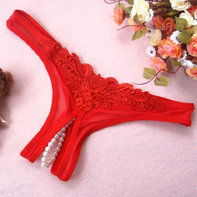  dames sexy lingerie slipje pure kleur basic feestbed valentijnsdag polyester gat herfst winter rood