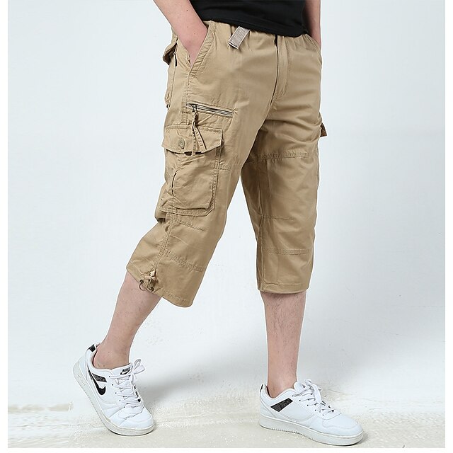 

Men's Hiking Cargo Shorts Hiking Shorts Solid Color Summer Outdoor Ripstop Breathable Lightweight Wear Resistance Cotton Below Knee Capri Pants Bottoms Black Army Green Dark Gray Khaki Camouflage Gray