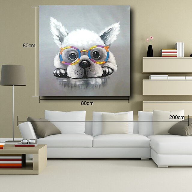 Home & Garden Wall Art | Nursery Oil Painting Hand Painted Square Animals Pop Art Modern Stretched Canvas - TF56348