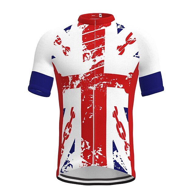  21Grams Men's Cycling Jersey Short Sleeve Bike Jersey Top with 3 Rear Pockets Mountain Bike MTB Road Bike Cycling Breathable Quick Dry Moisture Wicking White Rainbow Graphic Patterned UK Spandex