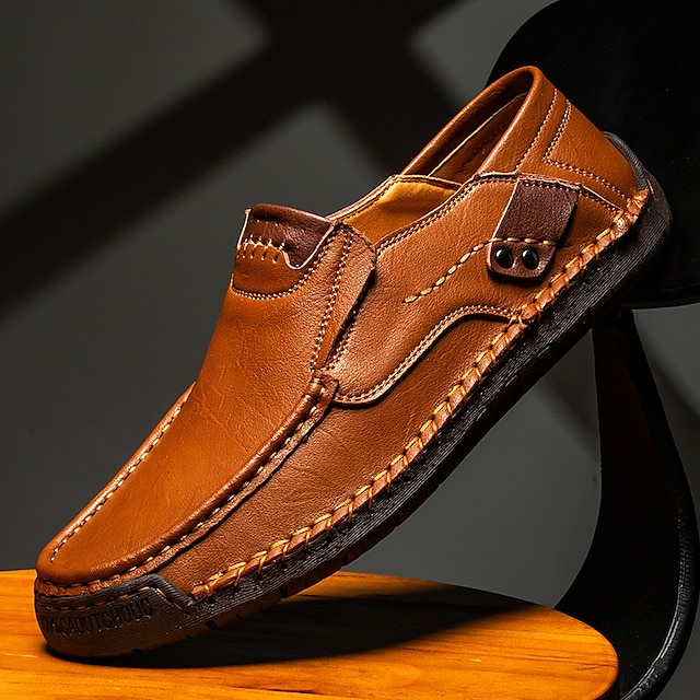  Bărbați Mocasini & Balerini Mărime Plus Size Pantofi lucrați manual Epocă Clasic În aer liber Birou și carieră Microfibre Loafer Maro Deschis Maro Închis Negru Primăvară Toamnă