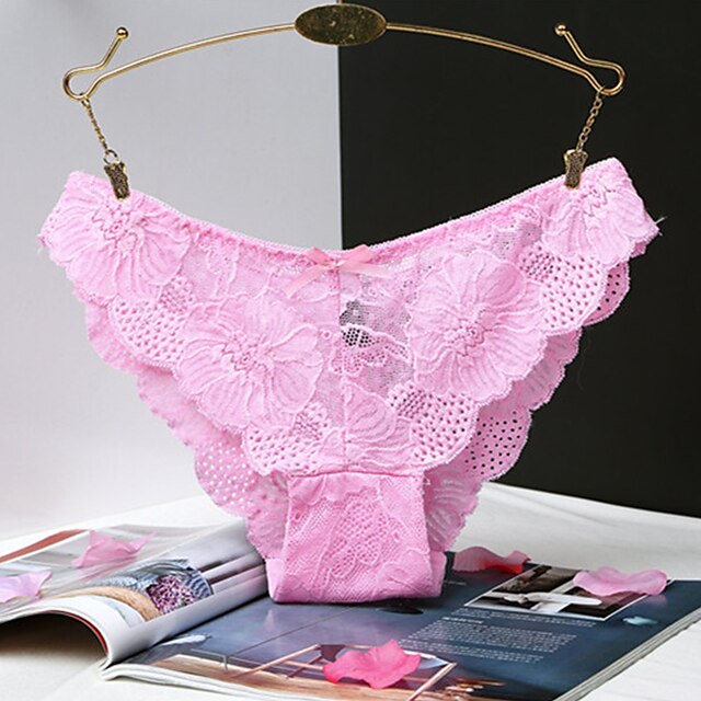 

Women's Lace Brief Micro-elastic Low Waist 1 PC Purple S