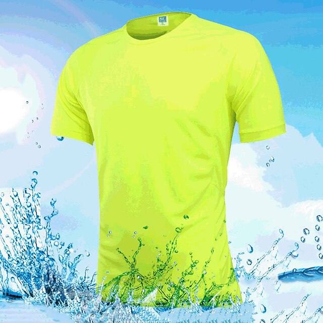 

Women's Men's T shirt Hiking Tee shirt Short Sleeve Tee Tshirt Sweatshirt Top Outdoor Quick Dry Lightweight Breathable Sweat wicking Spring Summer Polyester Solid Color Light Blue fluorescent green