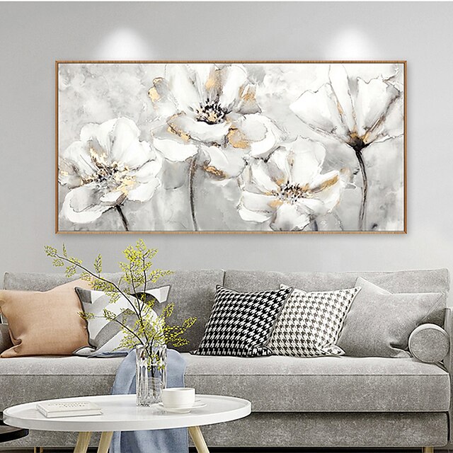 Home & Garden Wall Art | Oil Painting Hand Painted Vertical Abstract Floral / Botanical Modern Rolled Canvas (No Frame) - JL9601