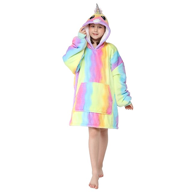 Toys & Hobbies Cosplay & Costumes | Kids Kigurumi Pajamas Unicorn Onesie Pajamas Flannel Fabric Rainbow Cosplay For Boys and Gir