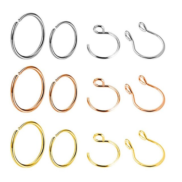  12 nipple ring stainless steel non-piercing nipple rings clip on nipplerings faux body piercing jewelry for women men 