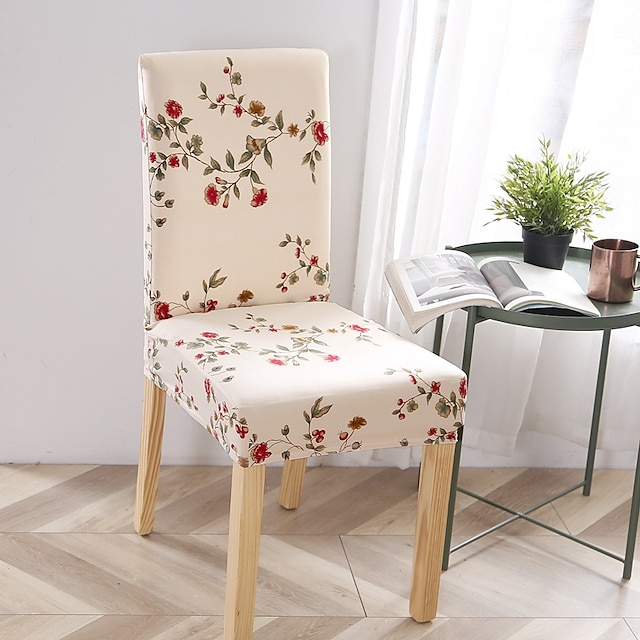  Funda para silla de comedor, funda elástica para asiento de silla, patrón de flores florales suaves, protector de muebles lavable duradero para fiesta de comedor