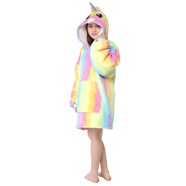 Toys & Hobbies Cosplay & Costumes | Kids Kigurumi Pajamas Unicorn Onesie Pajamas Flannel Fabric Rainbow Cosplay For Boys and Gir