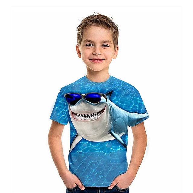  Jongens 3D dier T-shirt Korte mouw 3D-afdrukken Zomer Actief Polyester Kinderen 4-12 jaar Alledaagse kleding Normale pasvorm