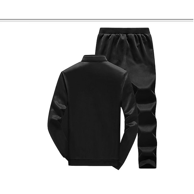 Sports & Outdoors Running, Jogging & Walking | Mens Sweatsuit 2 Piece Set Elastic Waistband Stand Collar Sport Athleisure Clothi