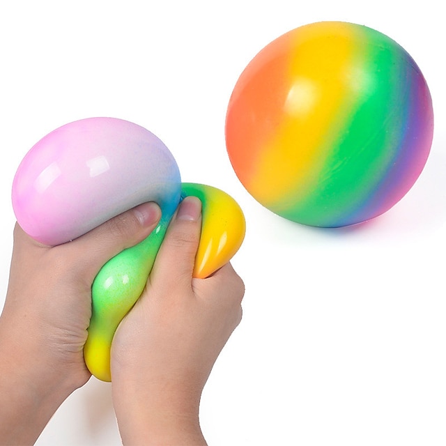  2 Pack Rainbow Stress Relief Toy Sticky Ball - Anti Stress Squishy Sensory Balls Elastic Fidget Squeeze Balls, Non-Toxic for Tear-Resistant, Fun Toy for ADHD, OCD, Anxiety
