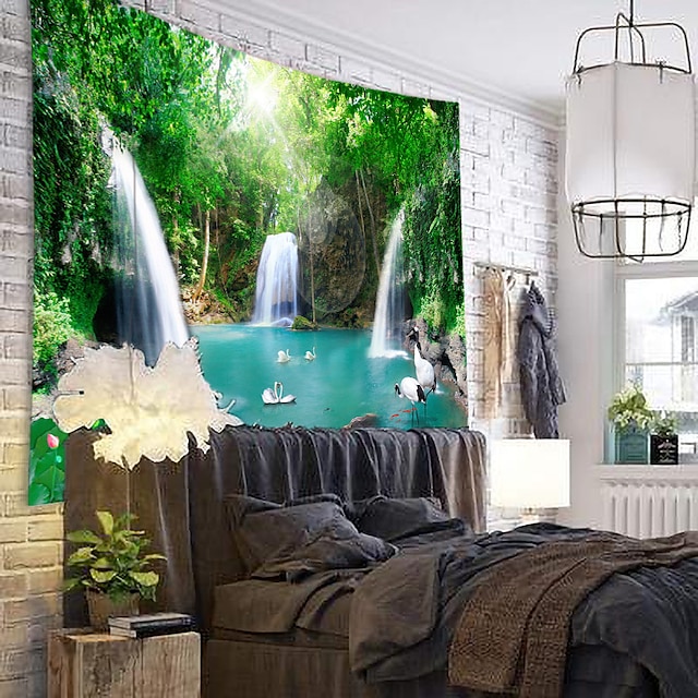 Home & Garden Home Decor | Majestic Waterfall Scenery Wall Tapestry Art Decor Blanket Curtain Hanging Home Bedroom Living Room D