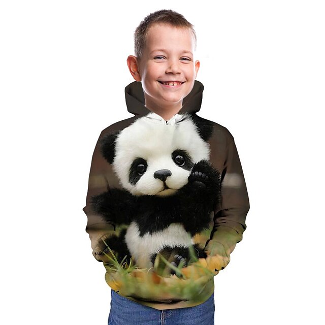 Baby & Kids Boys Clothing | Kids Boys Hoodie Long Sleeve Khaki 3D Print Animal School Daily Indoor Active Cute 3-12 Years / Fall