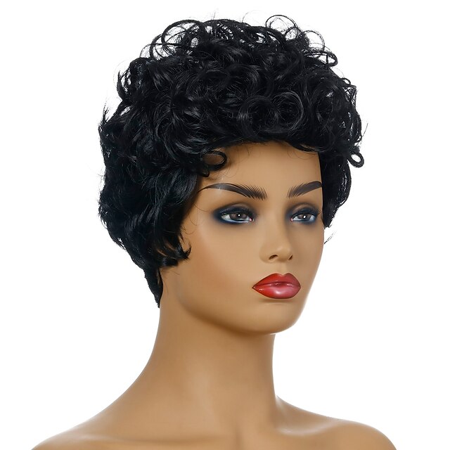 Beauty & Hair Wigs & Hair Pieces | Pixie Cut Wigs Black Wig European And American WIG Fashion Ladies Short Curly Hair Chemical F