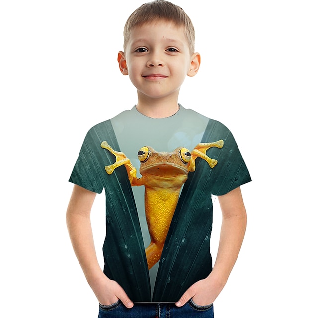  Kinderen Jongens T-shirt dier School 3D-afdrukken Korte mouw Actief 3-12 jaar Zomer Regenboog