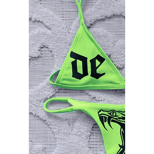 Womens Clothing Womens Swimwear | Womens Swimwear Bikini 2 Piece Normal Swimsuit Push Up Open Back Triangle Print Solid Color Le