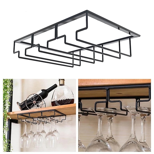  2stk vinglasholder bartender stilk hængende stativ under kabinet stilkværn arrangør glas bægerjern rack værktøj