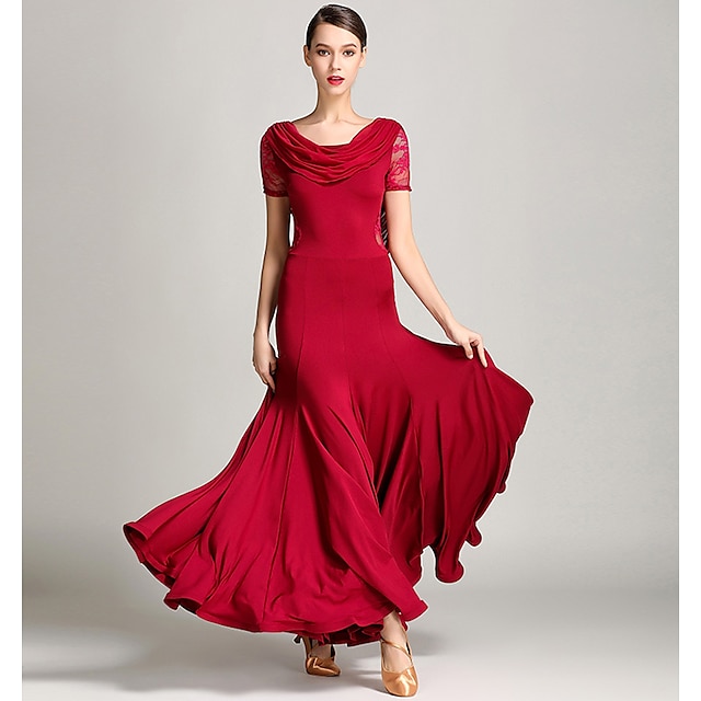 Επίσημος Χορός Φόρεμα Δαντέλα Τούλι Γυναικεία Επίδοση Καθημερινά Ρούχα Κοντομάνικο Μικροΐνες Πολυεστέρας