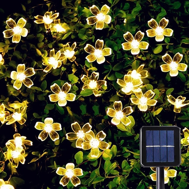 Solar Powered 50 LED String Lights Cherry Blossoms Lights Garden Path Yard Decor