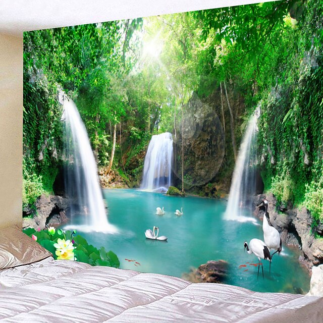 Home & Garden Home Decor | Majestic Waterfall Scenery Wall Tapestry Art Decor Blanket Curtain Hanging Home Bedroom Living Room D