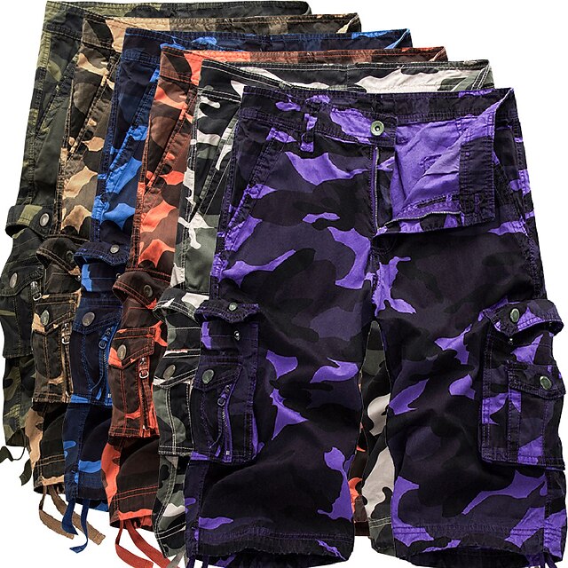 Per uomo Bermuda cargo da escursione Pantaloncini tattici Pantaloncini  mimetici Multi-tasca Asciugatura rapida Traspirante Primavera Estate  Camouflage Cotone Pantaloni per Caccia Pesca Casuale Viola del 8564627 2022  a $21.52
