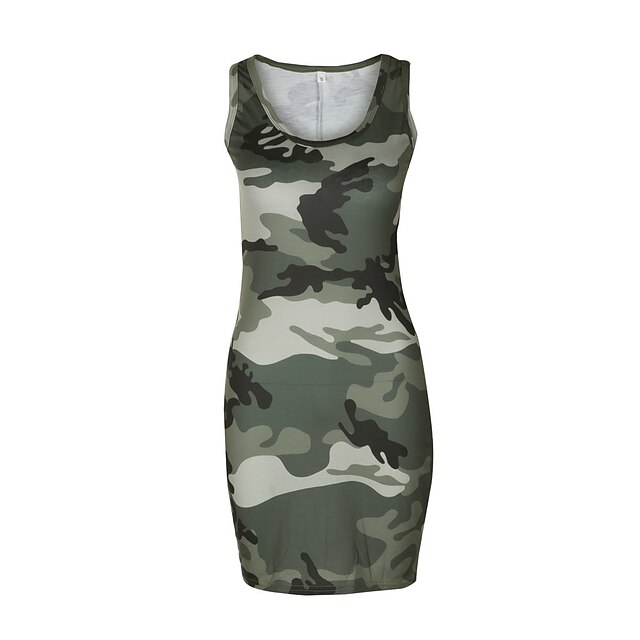  Women's Tank Dress Classic Style U Neck Camouflage Sport Athleisure Dress Sleeveless Breathable Soft Comfortable Everyday Use Casual Daily Outdoor