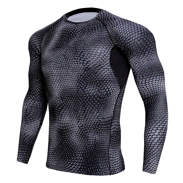  Men's Long Sleeve Compression Shirt Running Shirt Running Base Layer Tee Tshirt Top Athletic Athleisure Winter Spandex Moisture Wicking Quick Dry Breathable Fitness Gym Workout Running Active