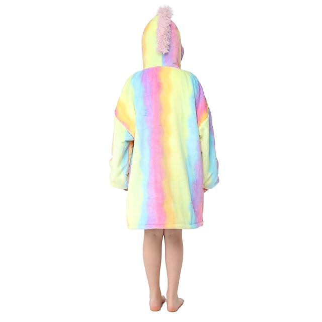 Toys & Hobbies Cosplay & Costumes | Kids Kigurumi Pajamas Unicorn Onesie Pajamas Flannel Fabric Rainbow Cosplay For Boys and Gir