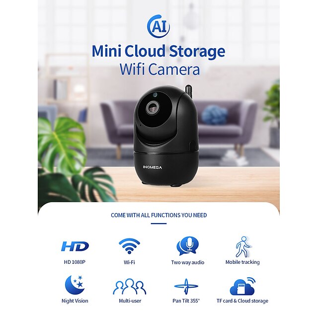  INQMEGA HD 1080P Cloud Wireless IP Cameras Intelligent Auto Tracking Of Human Home Security Surveillance Night Vision Two Way Audio Cloud Storage CCTV Network Wifi Security Cameras