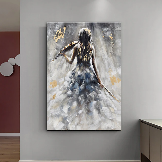 Oil Painting 100% Handmade Hand Painted Wall Art On Canvas Vertical Abstract Violin Women Back Home Decoration Decor Rolled Canvas No Frame Unstretched 7