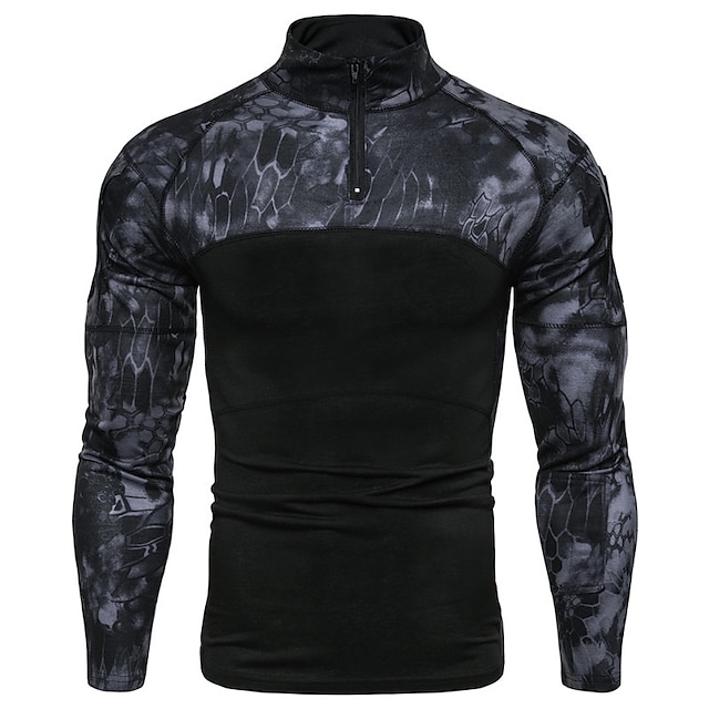 Hombre Camisa de combate Camiseta de caza con camuflaje Camisa militar táctica camuflaje Manga Larga Al aire libre Primavera Otoño Secado rápido Reductor del Sudor Cómodo Transpirable Camiseta