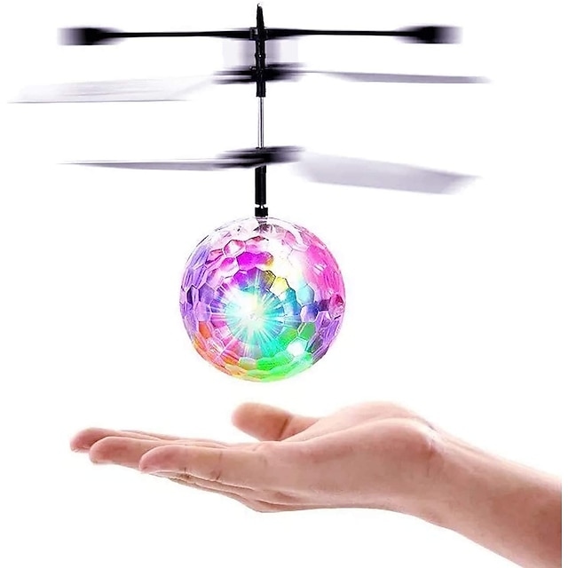 juguete mágico de bola voladora - drone rc de inducción infrarroja, leds de luz de discoteca, helicóptero recargable para interiores y exteriores - para niños niñas adolescentes festivos