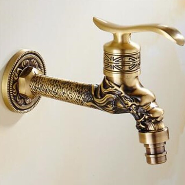 Outdoor Faucet,Wall Mount Antique Brass Faucet,Garden Outdoor ...