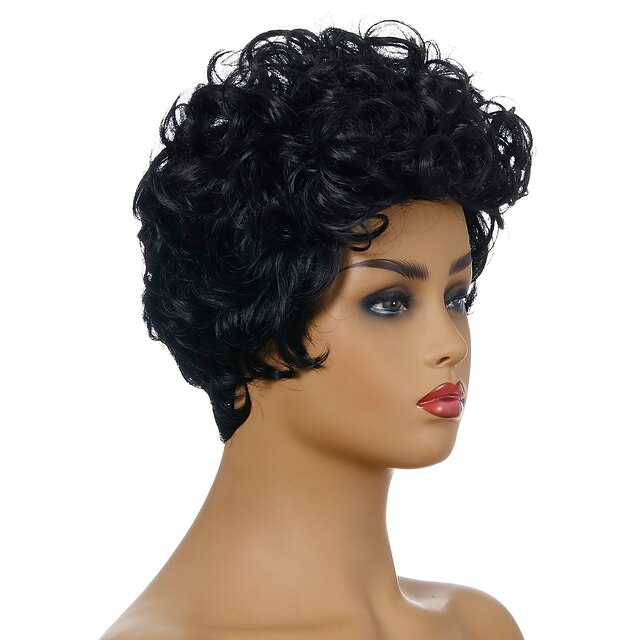 Beauty & Hair Wigs & Hair Pieces | Pixie Cut Wigs Black Wig European And American WIG Fashion Ladies Short Curly Hair Chemical F