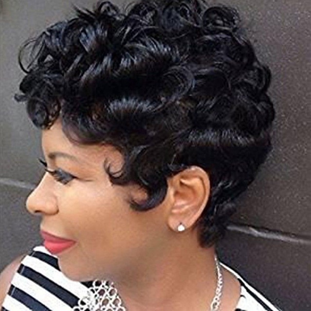 Beauty & Hair Wigs & Hair Pieces | Pixie Cut Wigs Black Wig European And American WIG Fashion Ladies Short Curly Hair Chemical F