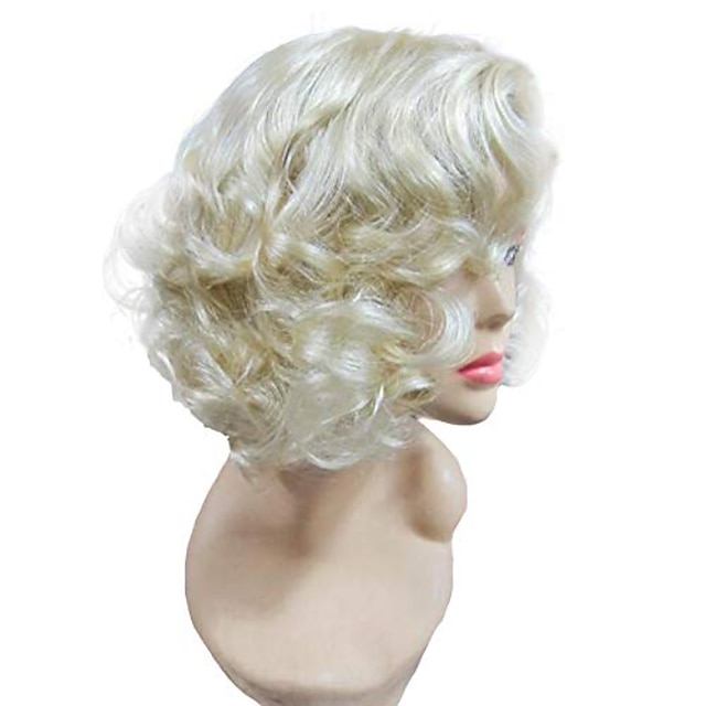  perucă roaring anii 20 perucă monroe pentru femei sintetică blondă undă scurtă (notă: dimensiunea șapei este medie) perucă de halloween