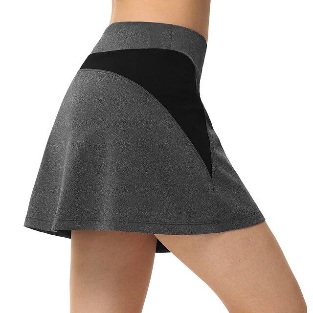  Women's Tennis Skirts Yoga Skirt 2 in 1 Side Pockets Tummy Control Butt Lift Quick Dry High Waist Yoga Fitness Gym Workout Skort Bottoms White Black Grey Sports Activewear Stretchy Skinny / Athletic